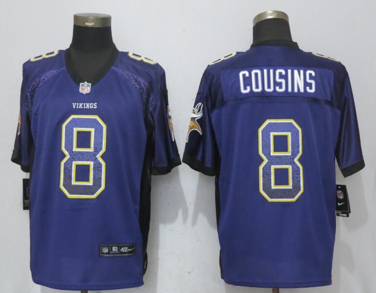 Men Minnesota Vikings 8 Cousins Drift Fashion Purple Elite New Nike NFL Jerseys